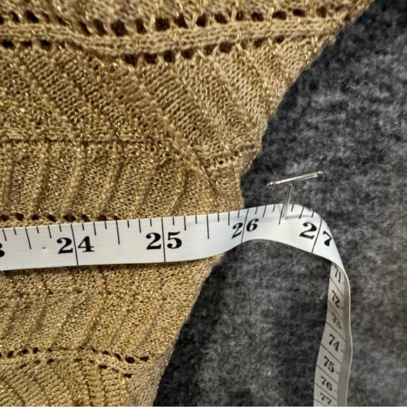 Metalic Gold Glitter formal evening holiday Batwing open knit sweater plus 4X - Picture 8 of 13